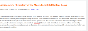 Assignment  Physiology of the Musculoskeletal System Essay