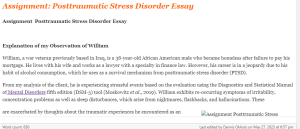 Assignment  Posttraumatic Stress Disorder Essay