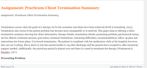 Assignment  Practicum-Client Termination Summary