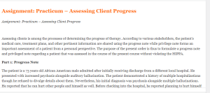 Assignment  Practicum – Assessing Client Progress