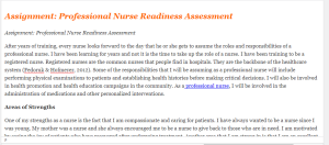 Assignment Professional Nurse Readiness Assessment