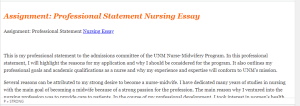 Assignment Professional Statement Nursing Essay