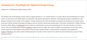 Assignment  Prophylactic Hysterectomy Essay