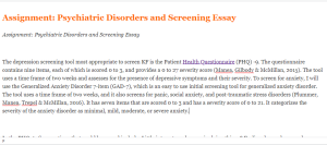 Assignment Psychiatric Disorders and Screening Essay