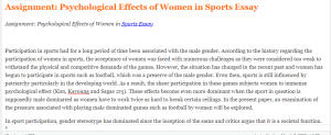Assignment  Psychological Effects of Women in Sports Essay