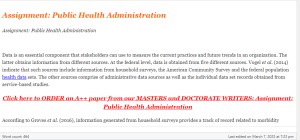 Assignment  Public Health Administration