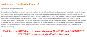Assignment Qualitative Research