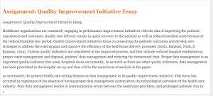 Assignment  Quality Improvement Initiative Essay