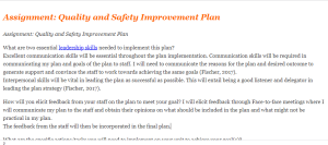 Assignment Quality and Safety Improvement Plan