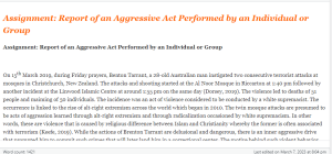 Assignment  Report of an Aggressive Act Performed by an Individual or Group