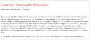 Assignment Reporting Health Data Essay