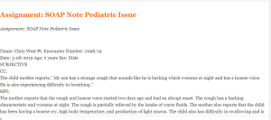 Assignment  SOAP Note Pediatric Issue