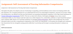 Assignment  Self-Assessment of Nursing Informatics Competencies