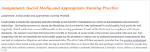 Assignment Social Media and Appropriate Nursing Practice