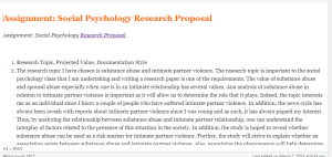 Assignment Social Psychology Research Proposal