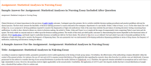 Assignment  Statistical Analyses in Nursing Essay