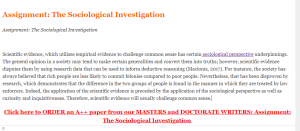 Assignment  The Sociological Investigation