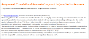 Assignment Translational Research Compared to Quantitative Research
