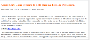 Assignment Using Exercise to Help Improve Teenage Depression