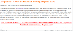 Assignment Week 8 Reflection on Nursing Program Essay