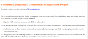 Benchmark Assignment  Correlation and Regression Project