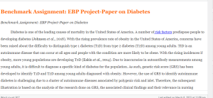 Benchmark Assignment EBP Project-Paper on Diabetes