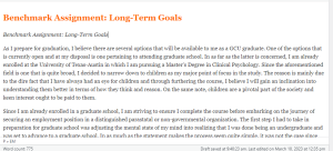 Benchmark Assignment Long-Term Goals