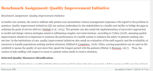 Benchmark Assignment  Quality Improvement Initiative