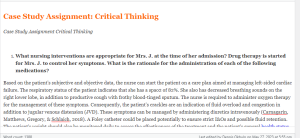 Case Study Assignment Critical Thinking