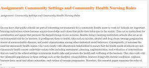 Community Settings and Community Health Nursing Roles