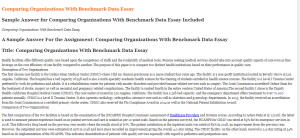 Comparing Organizations With Benchmark Data Essay