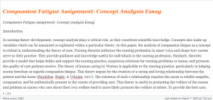 Compassion Fatigue Assignment  Concept Analysis Essay