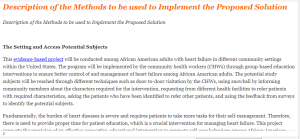 Description of the Methods to be used to Implement the Proposed Solution