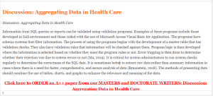 Discussion  Aggregating Data in Health Care