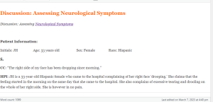 Discussion Assessing Neurological Symptoms