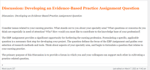 Discussion  Developing an Evidence-Based Practice Assignment Question