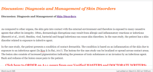 Discussion Diagnosis and Management of Skin Disorders