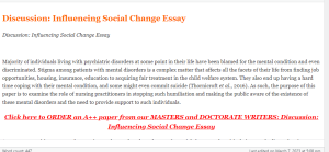 Discussion  Influencing Social Change Essay