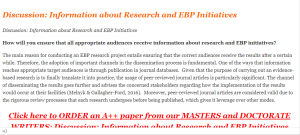 Discussion Information about Research and EBP Initiatives