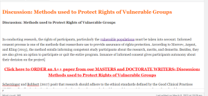 Discussion  Methods used to Protect Rights of Vulnerable Groups