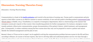 Discussion  Nursing Theories Essay