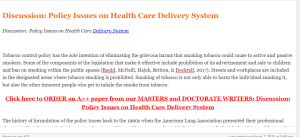Discussion  Policy Issues on Health Care Delivery System