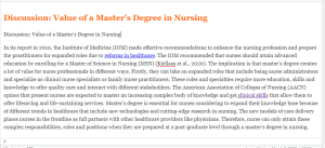 Discussion  Value of a Master’s Degree in Nursing