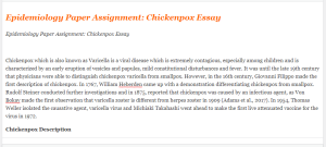 Epidemiology Paper Assignment  Chickenpox Essay