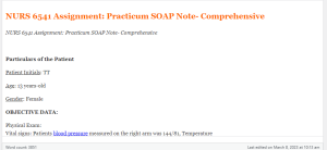 NURS 6541 Assignment  Practicum SOAP Note- Comprehensive