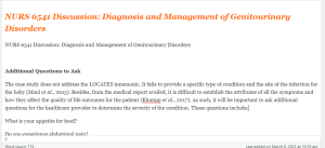 NURS 6541 Discussion Diagnosis and Management of Genitourinary Disorders
