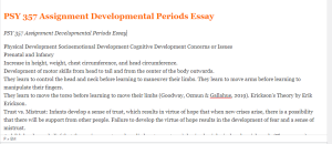 PSY 357 Assignment Developmental Periods Essay