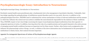 Psychopharmacologic Essay  Introduction to Neuroscience