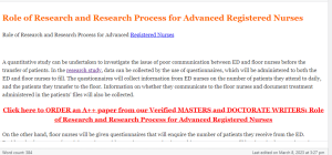 Role of Research and Research Process for Advanced Registered Nurses
