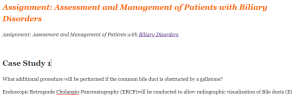 Assignment Assessment and Management of Patients with Biliary Disorders